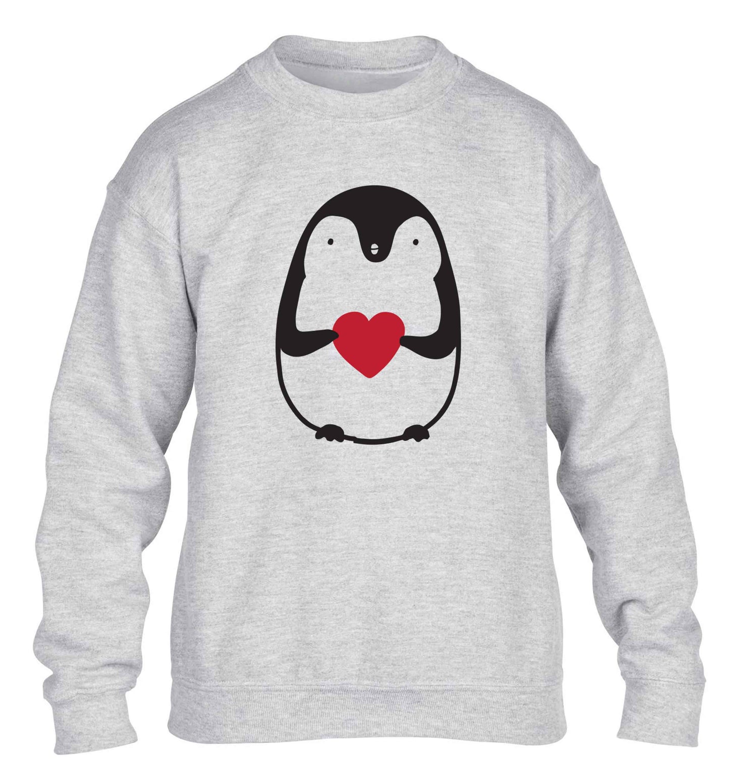 Cute penguin heart children's grey sweater 12-13 Years