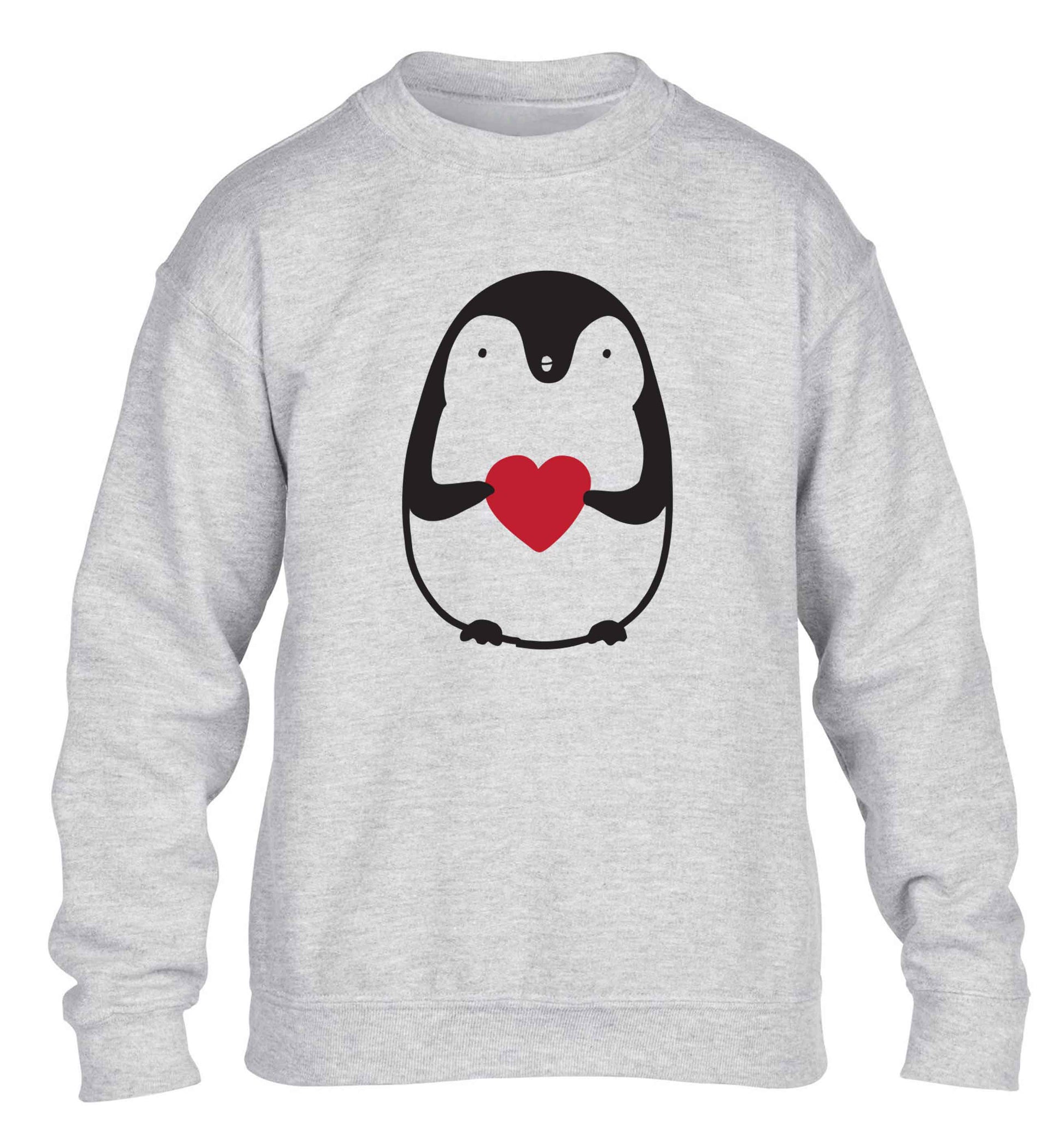 Cute penguin heart children's grey sweater 12-13 Years