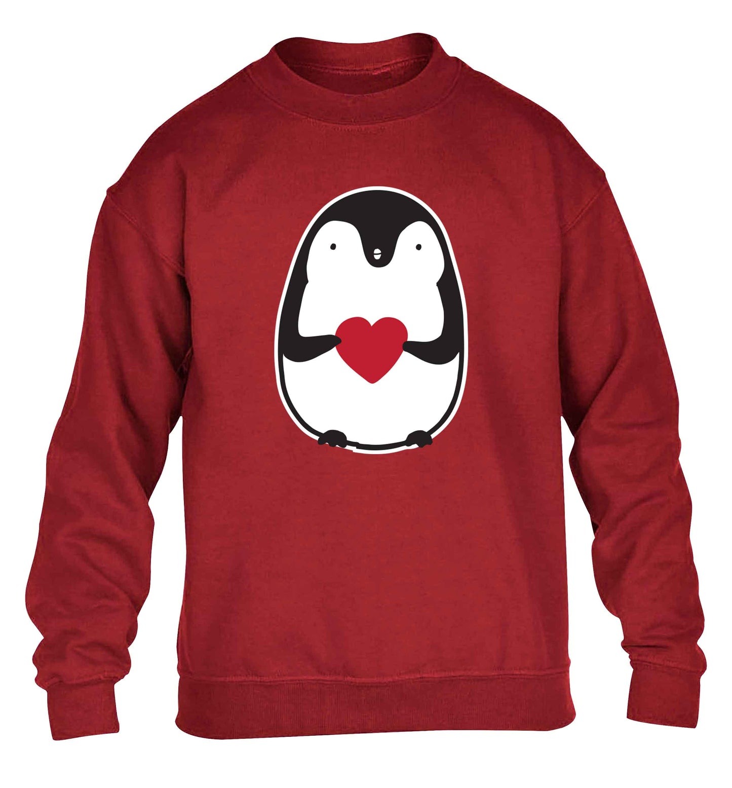 Cute penguin heart children's grey sweater 12-13 Years