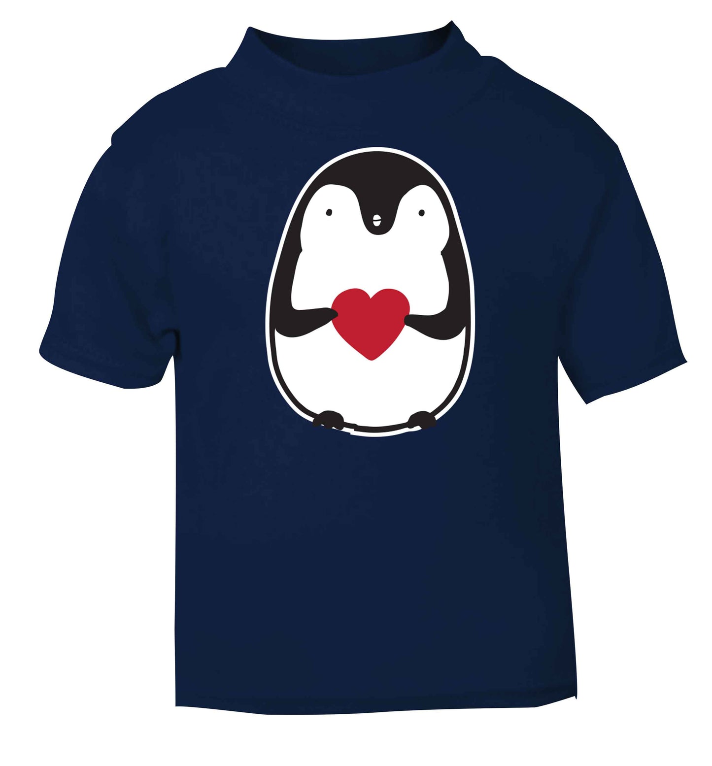 Cute penguin heart navy baby toddler Tshirt 2 Years