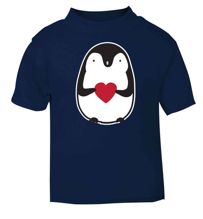 Cute penguin heart navy baby toddler Tshirt 2 Years