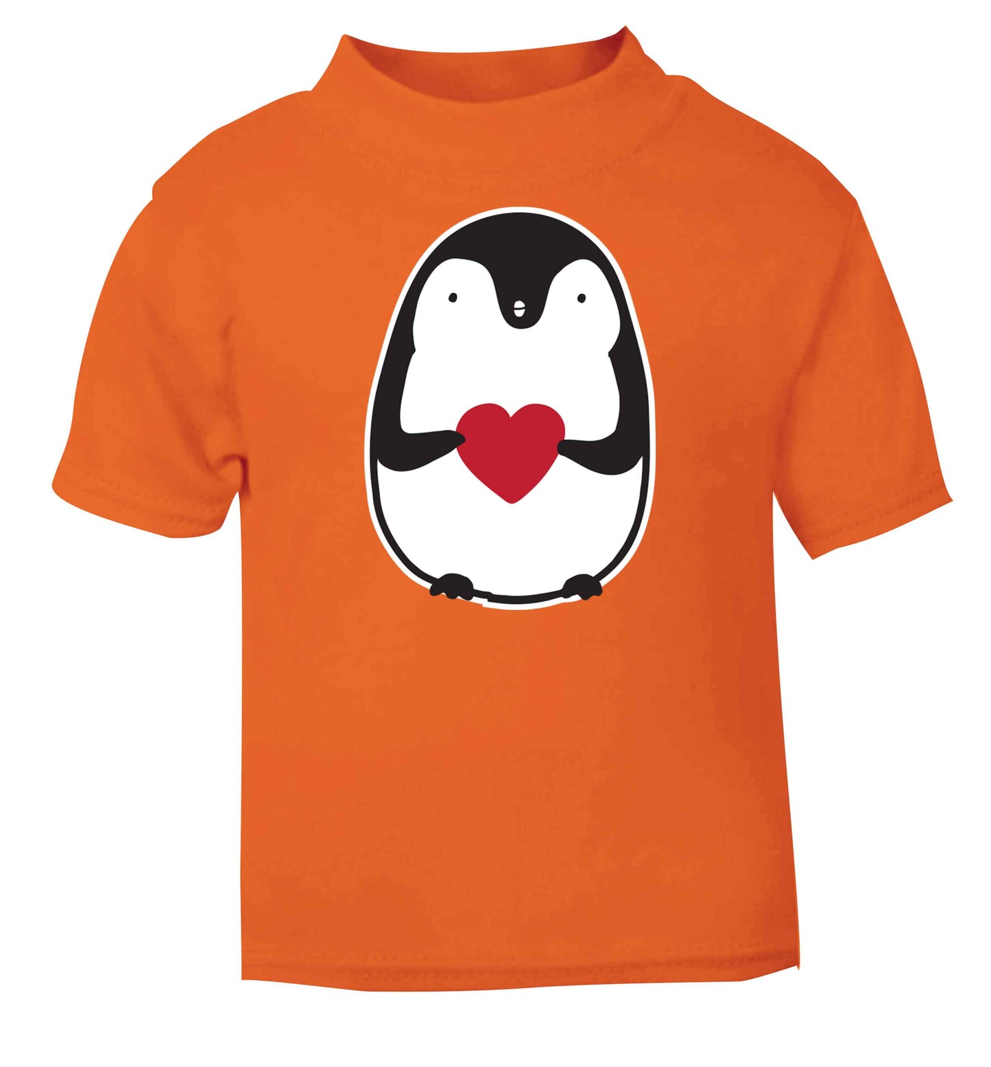 Cute penguin heart orange baby toddler Tshirt 2 Years
