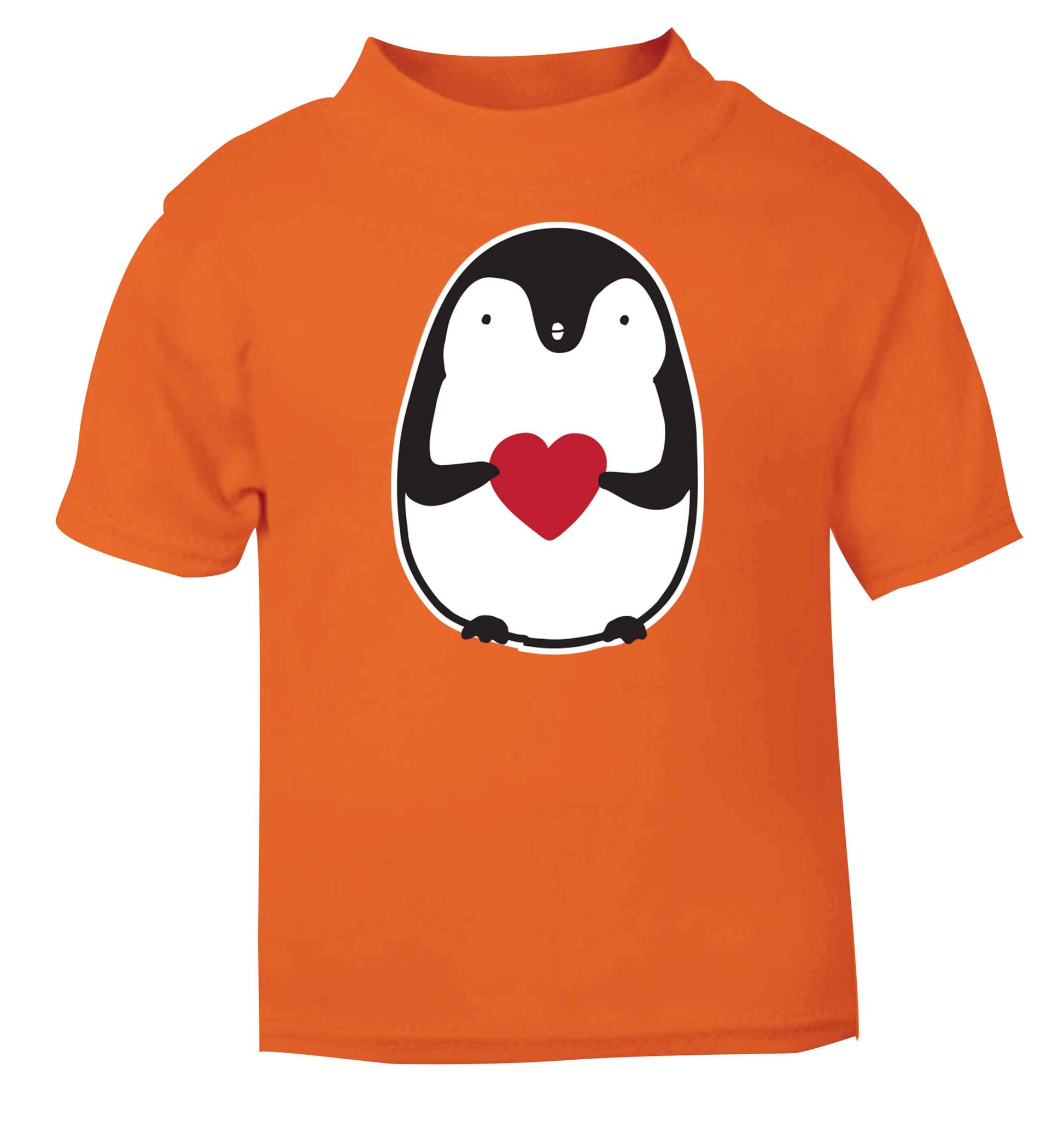 Cute penguin heart orange baby toddler Tshirt 2 Years