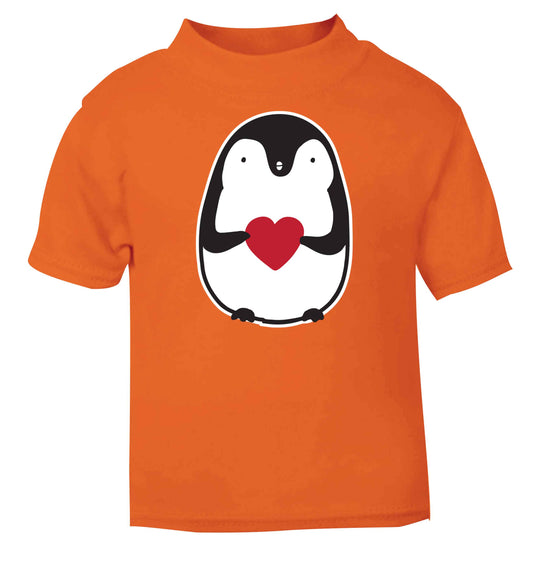 Cute penguin heart orange baby toddler Tshirt 2 Years