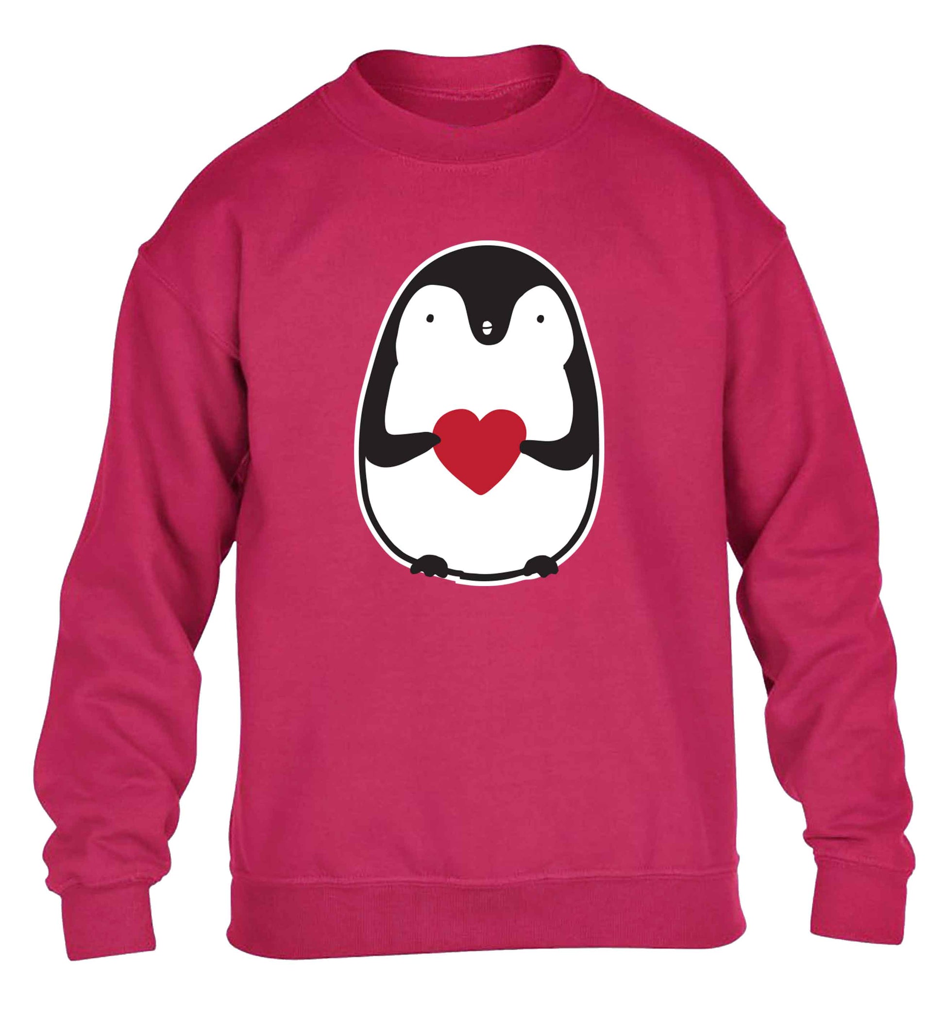 Cute penguin heart children's pink sweater 12-13 Years