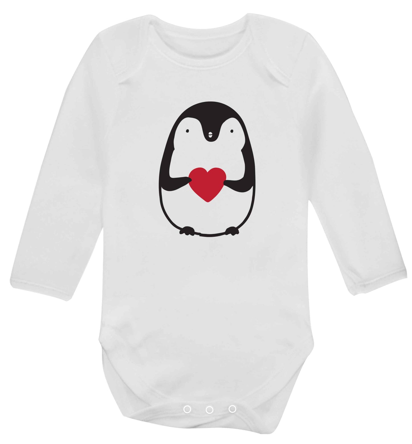 Cute penguin heart baby vest long sleeved white 6-12 months