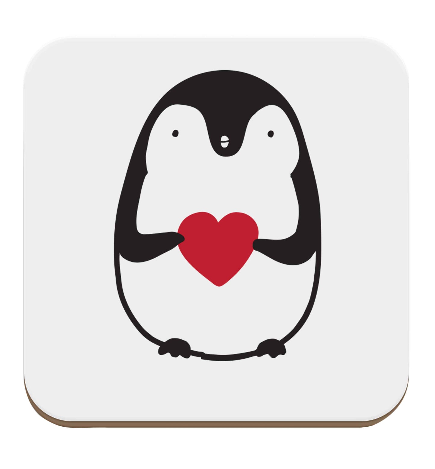 Cute penguin heart set of four coasters