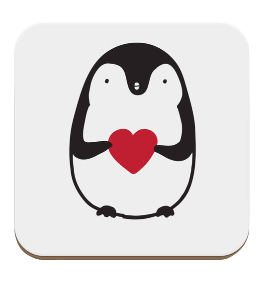 Cute penguin heart set of four coasters