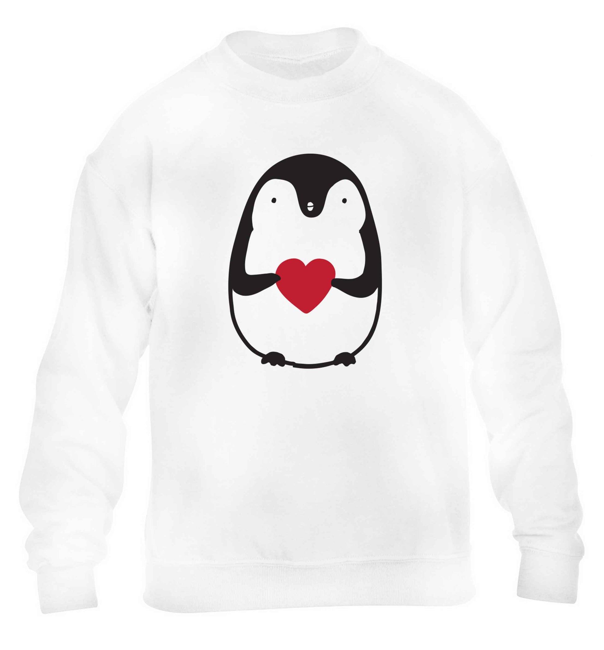 Cute penguin heart children's white sweater 12-13 Years