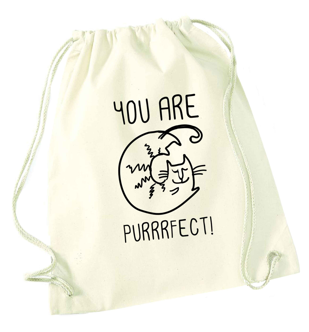 You are purrfect natural drawstring bag