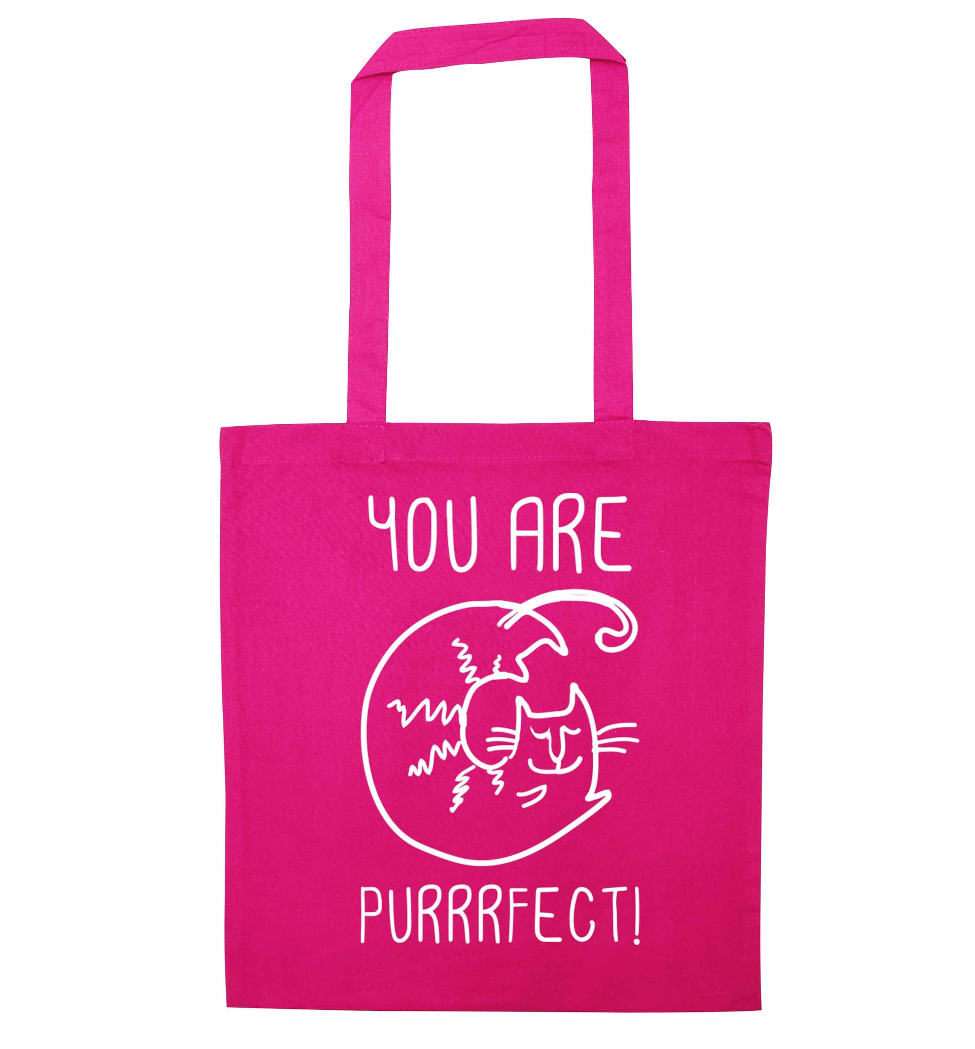 You are purrfect pink tote bag