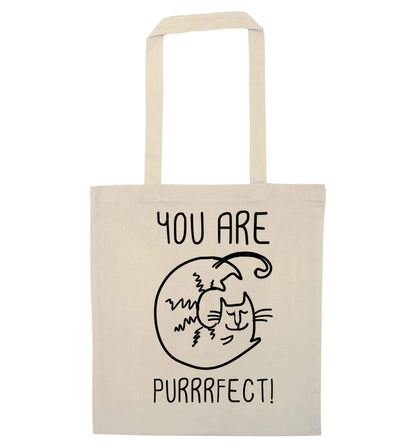 You are purrfect natural tote bag