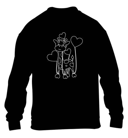 Valentine giraffe children's black sweater 12-13 Years