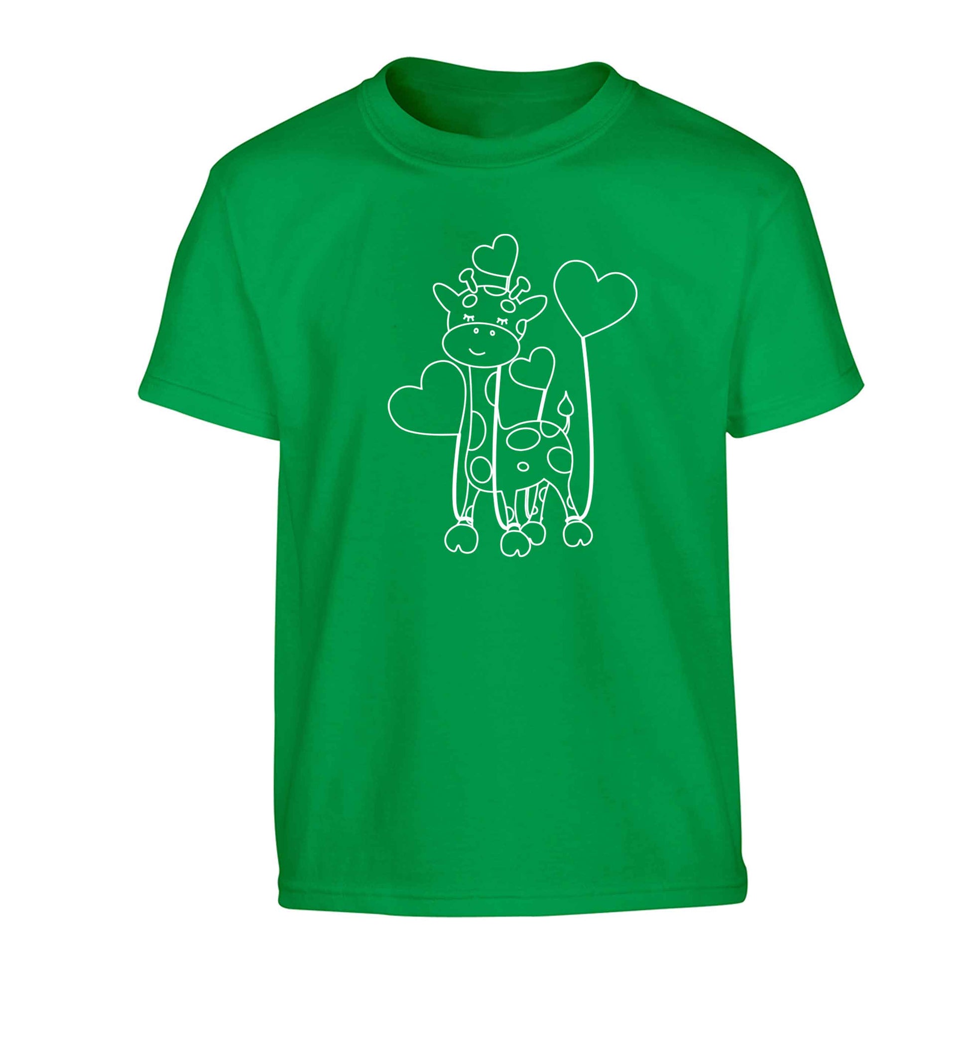 Valentine giraffe Children's green Tshirt 12-13 Years