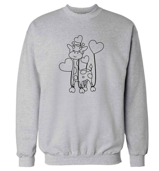 Valentine giraffe adult's unisex grey sweater 2XL