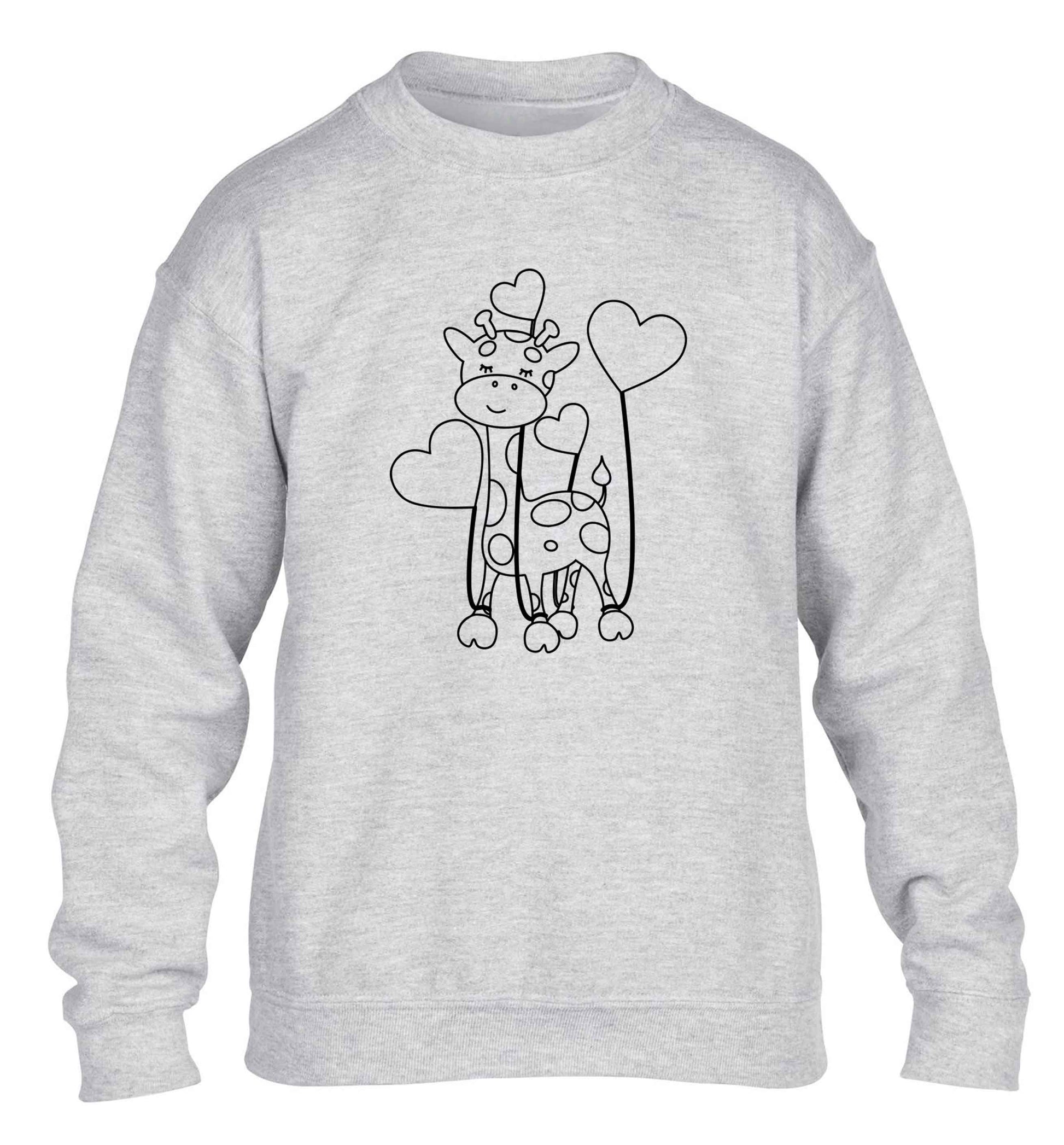 Valentine giraffe children's grey sweater 12-13 Years