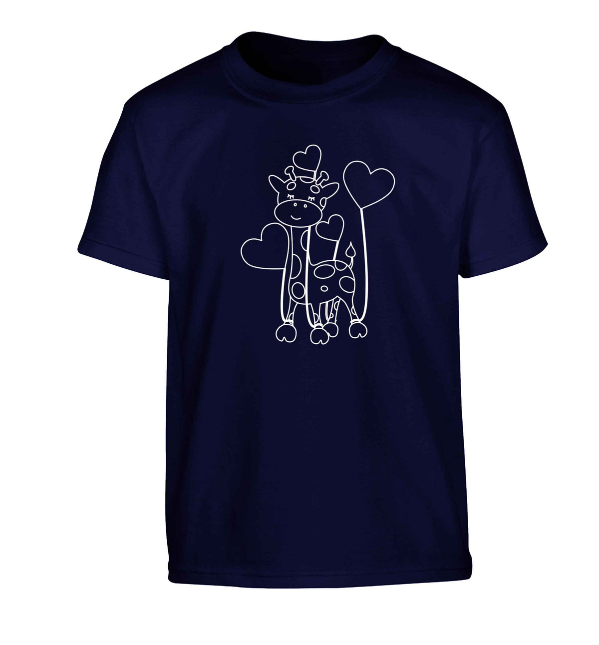 Valentine giraffe Children's navy Tshirt 12-13 Years