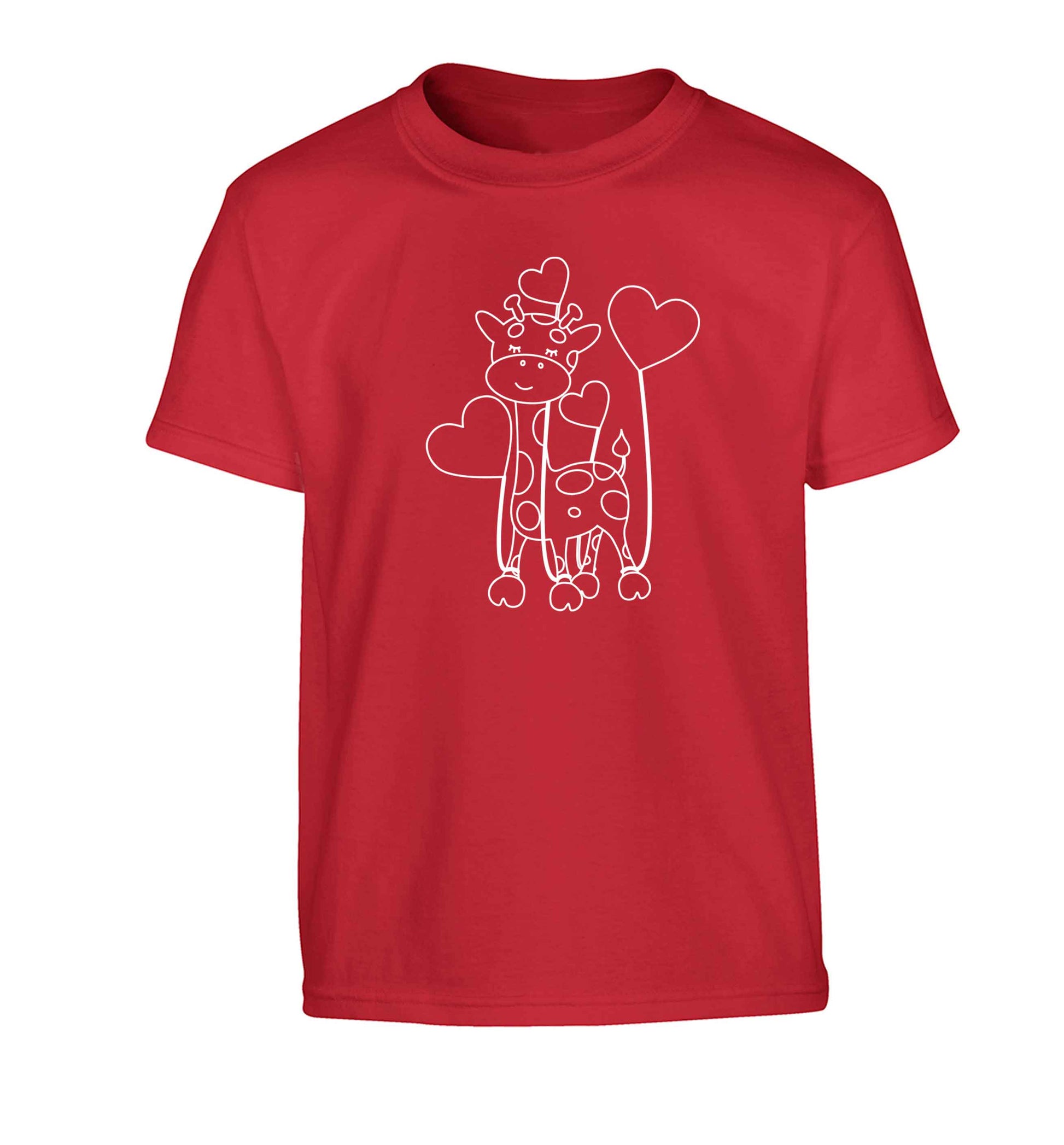 Valentine giraffe Children's red Tshirt 12-13 Years