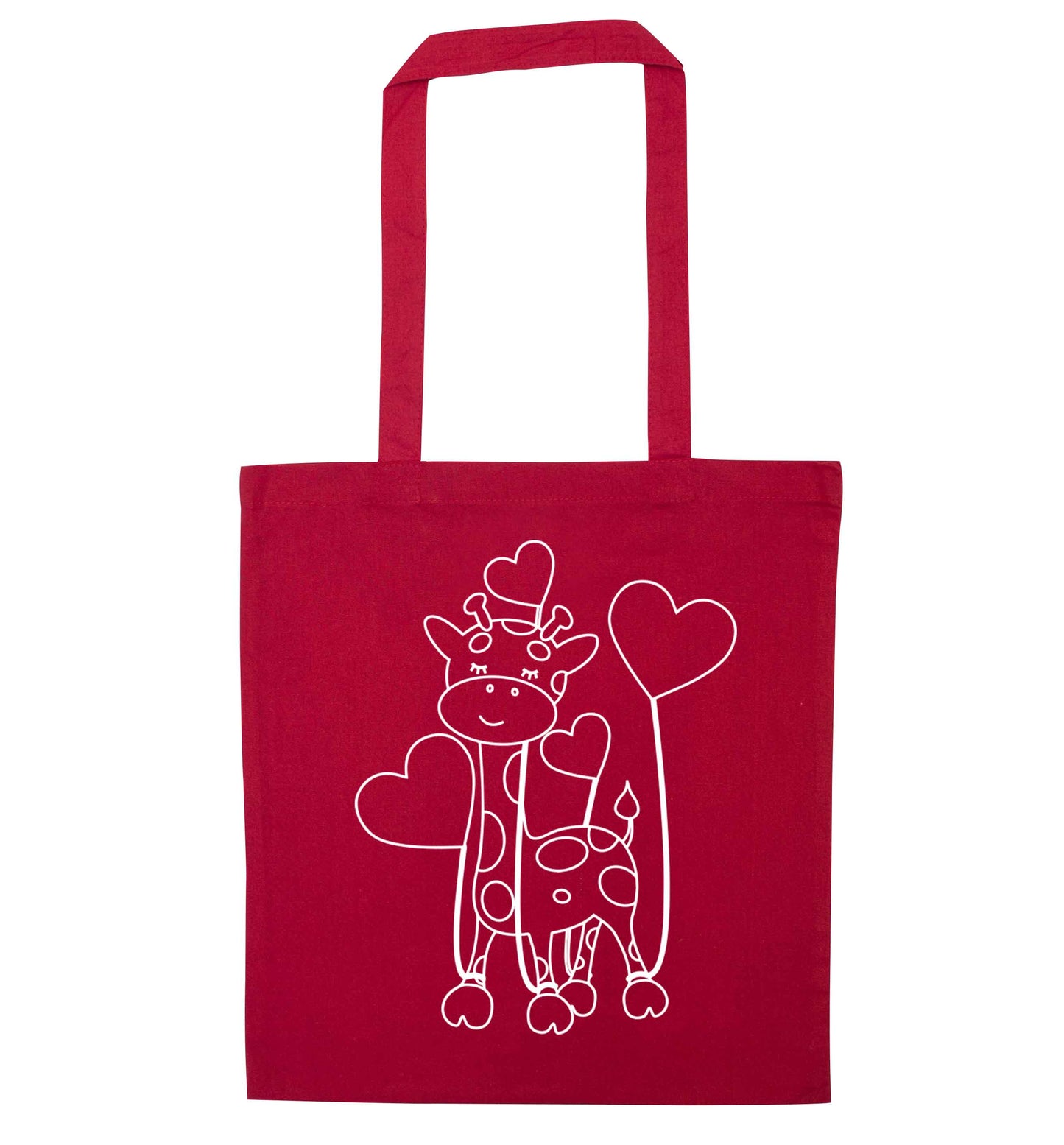 Valentine giraffe red tote bag
