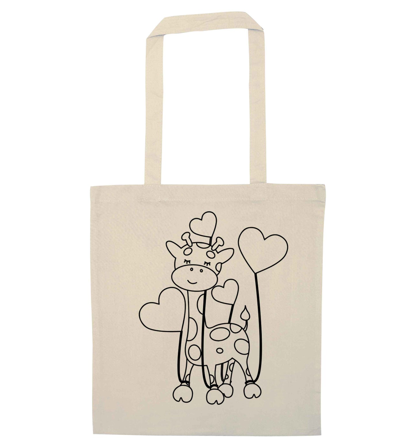 Valentine giraffe natural tote bag