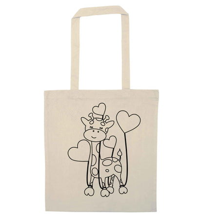 Valentine giraffe natural tote bag