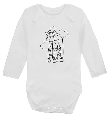 Valentine giraffe baby vest long sleeved white 6-12 months