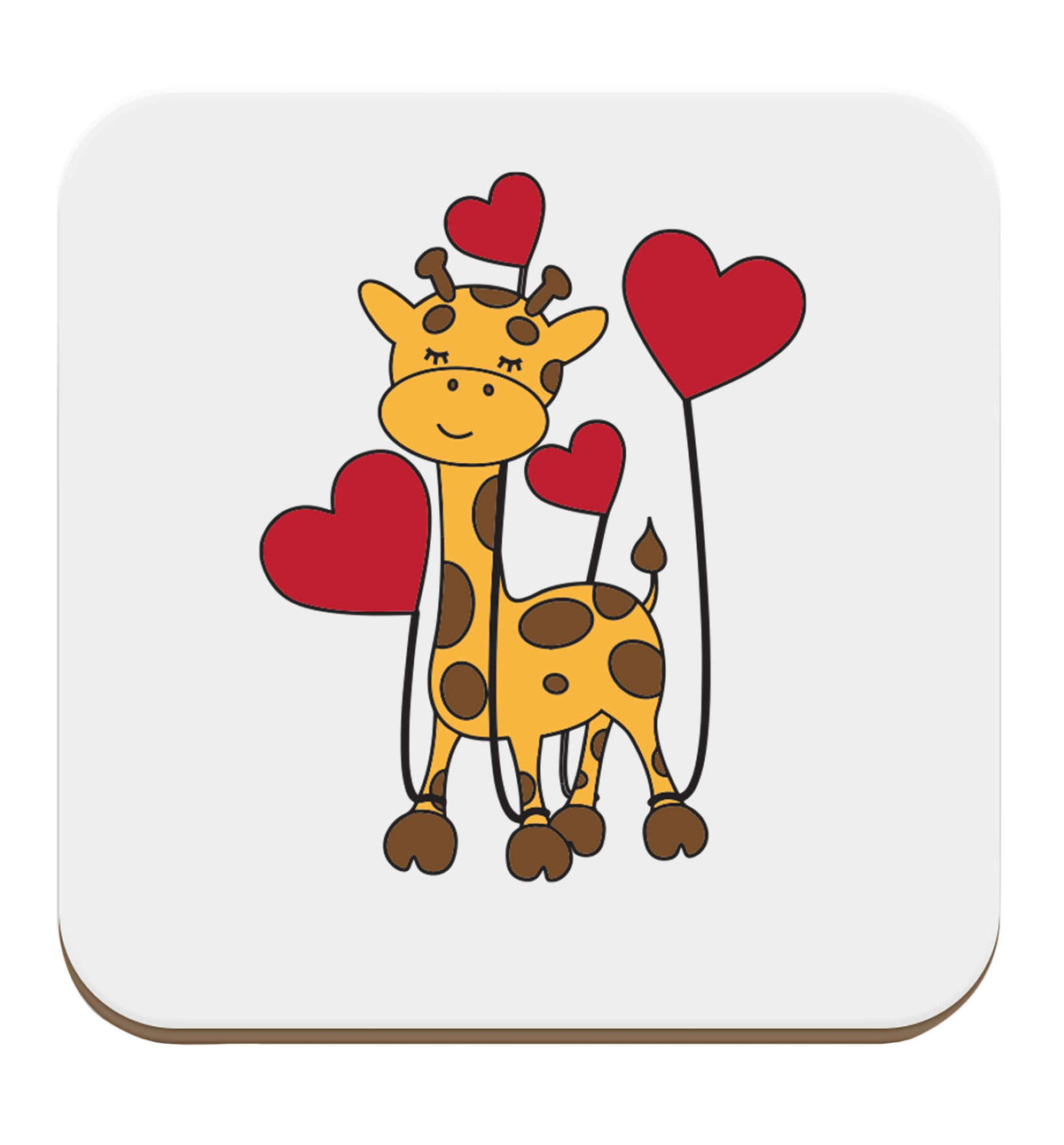 Valentine giraffe set of four coasters
