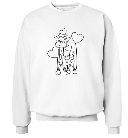 Valentine giraffe adult's unisex white sweater 2XL