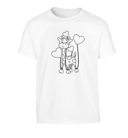 Valentine giraffe Children's white Tshirt 12-13 Years