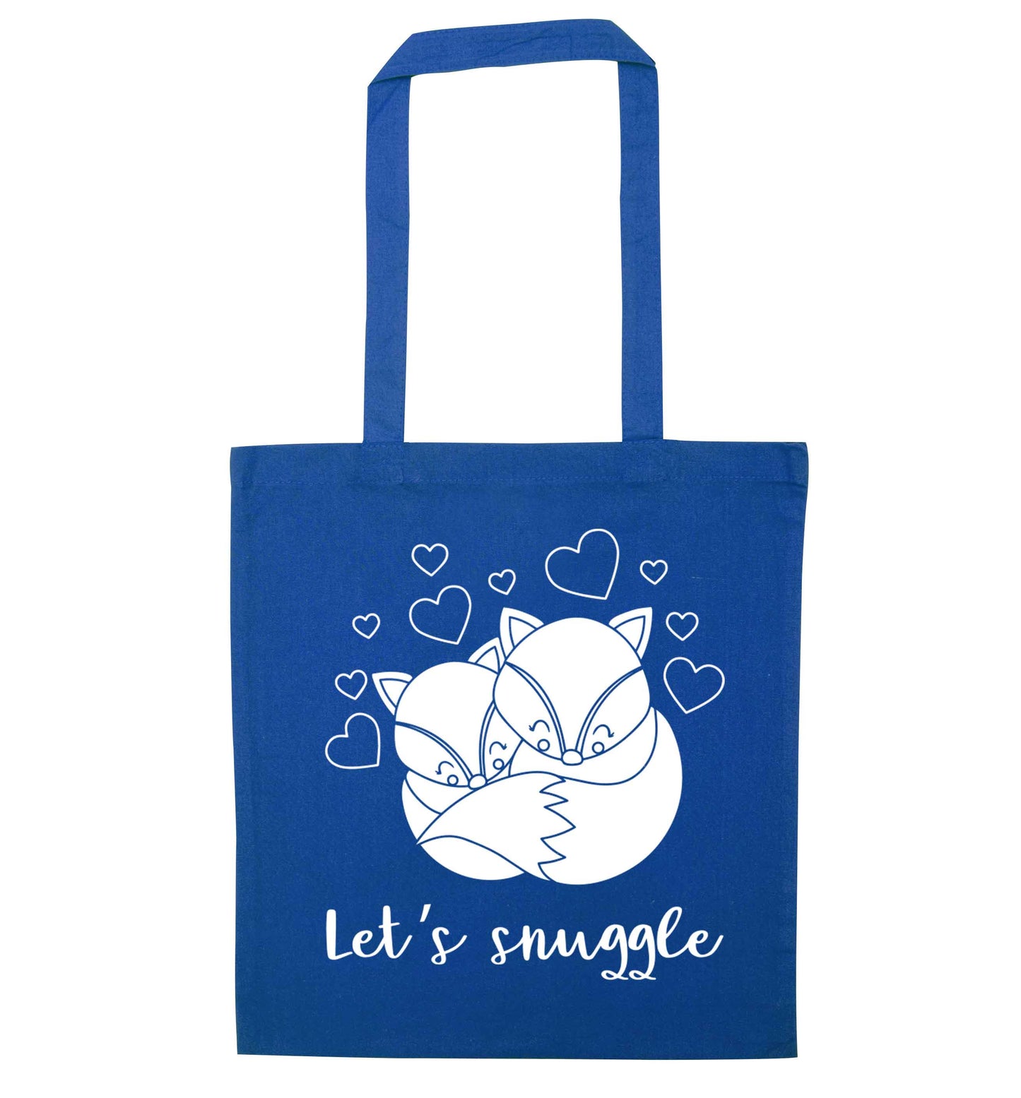 Let's snuggle blue tote bag