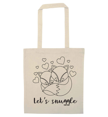 Let's snuggle natural tote bag