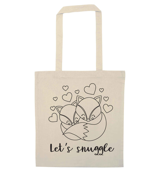 Let's snuggle natural tote bag