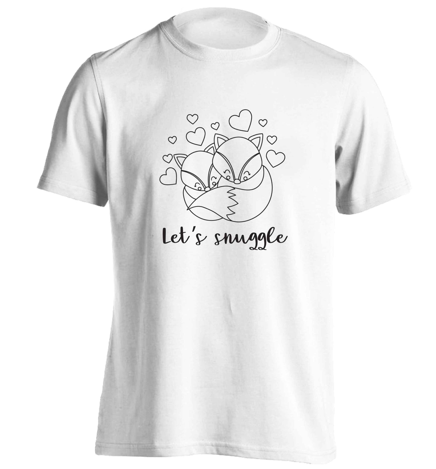 Let's snuggle adults unisex white Tshirt 2XL