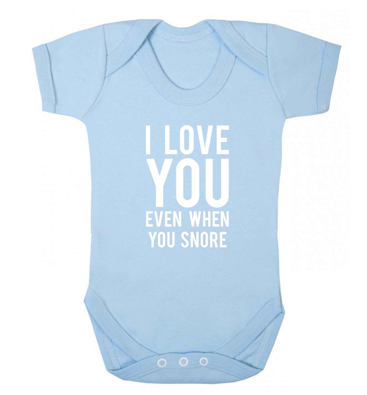 I love you even when you snore baby vest pale blue 18-24 months