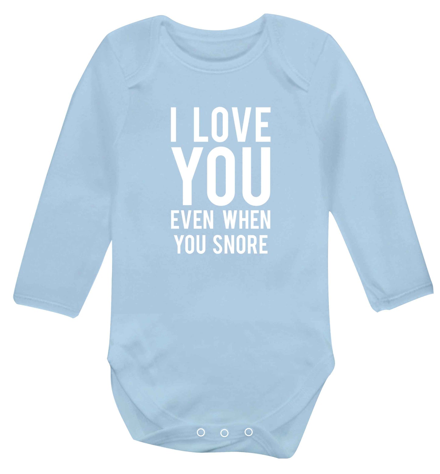 I love you even when you snore baby vest long sleeved pale blue 6-12 months