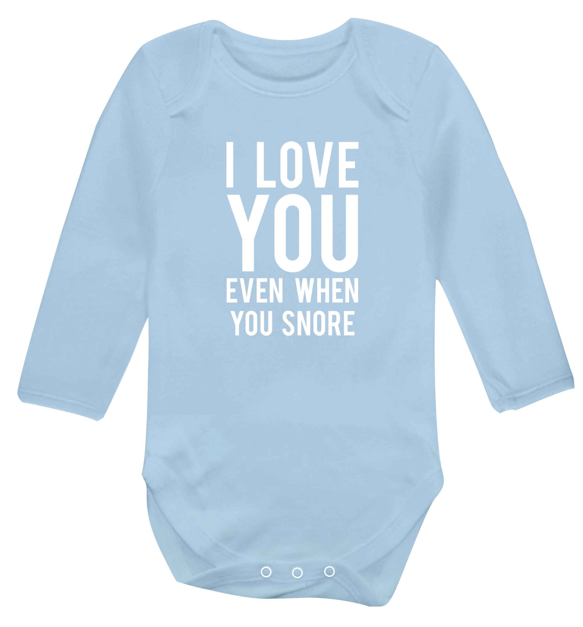 I love you even when you snore baby vest long sleeved pale blue 6-12 months