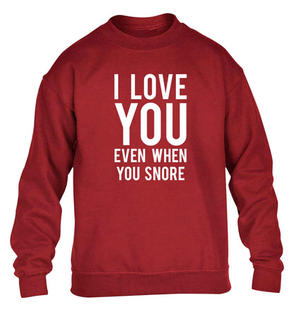 I love you even when you snore children's grey sweater 12-13 Years