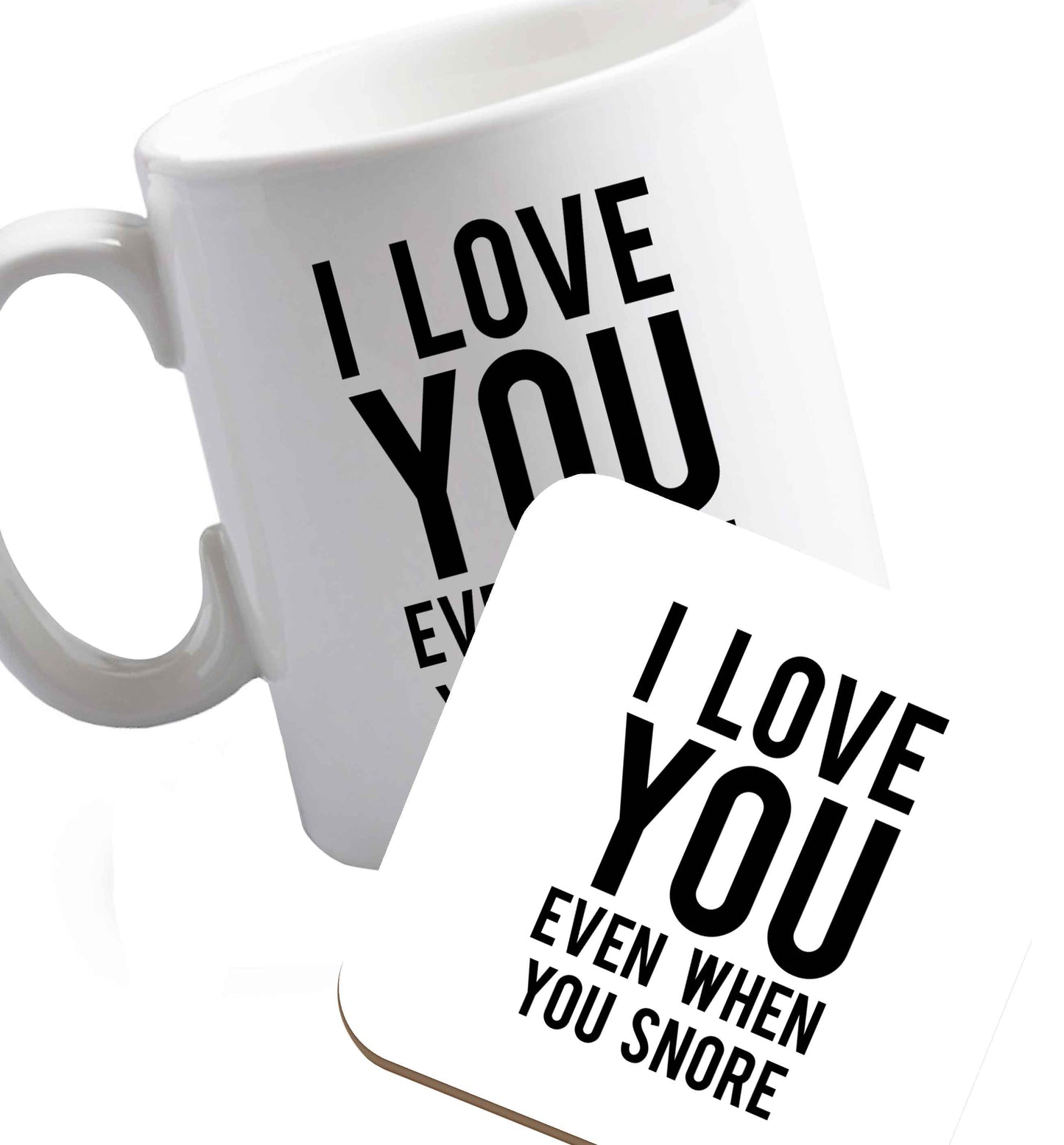 10 oz Favourite Type Pan Pancake ceramic mug and coaster set right handed