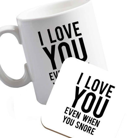 10 oz Favourite Type Pan Pancake ceramic mug and coaster set right handed
