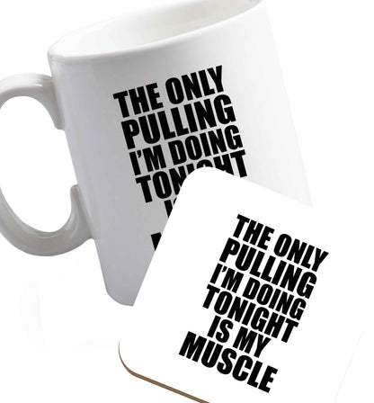 10 oz Favourite Type Pan Pancake ceramic mug and coaster set right handed