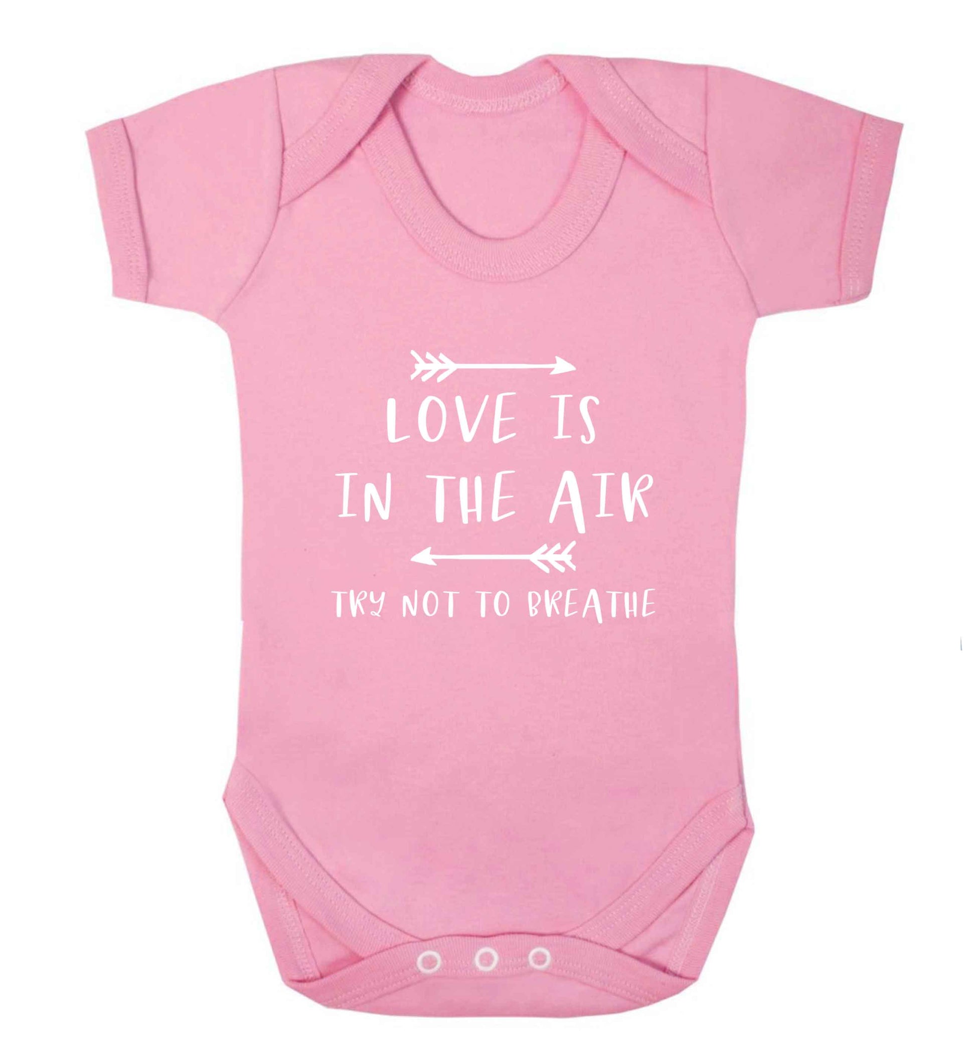 Love is in the air try not to breathe baby vest pale pink 18-24 months