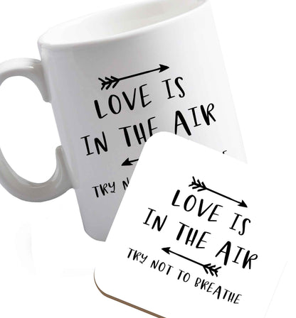 10 oz Favourite Type Pan Pancake ceramic mug and coaster set right handed