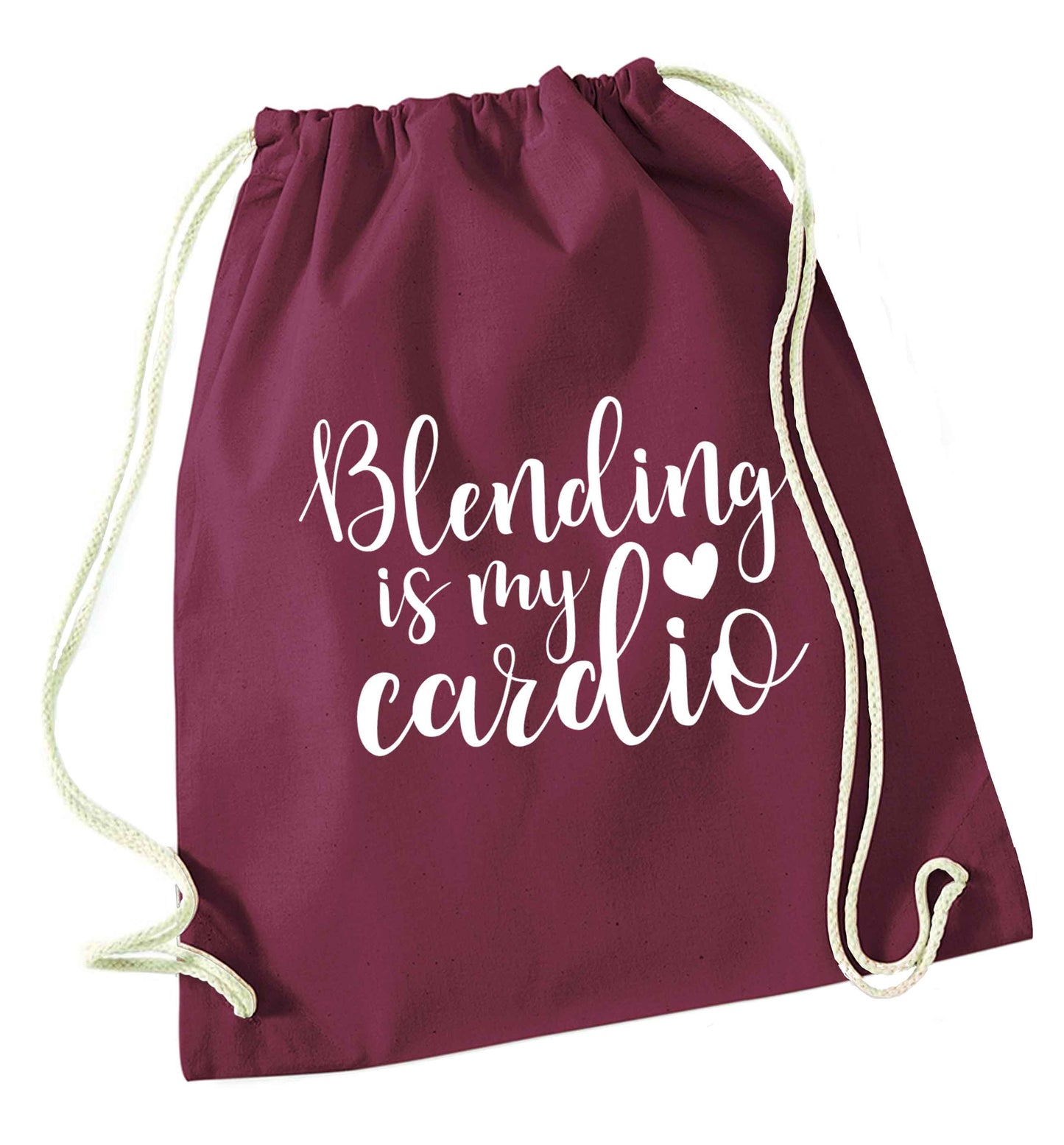 Blending is my cardio maroon drawstring bag