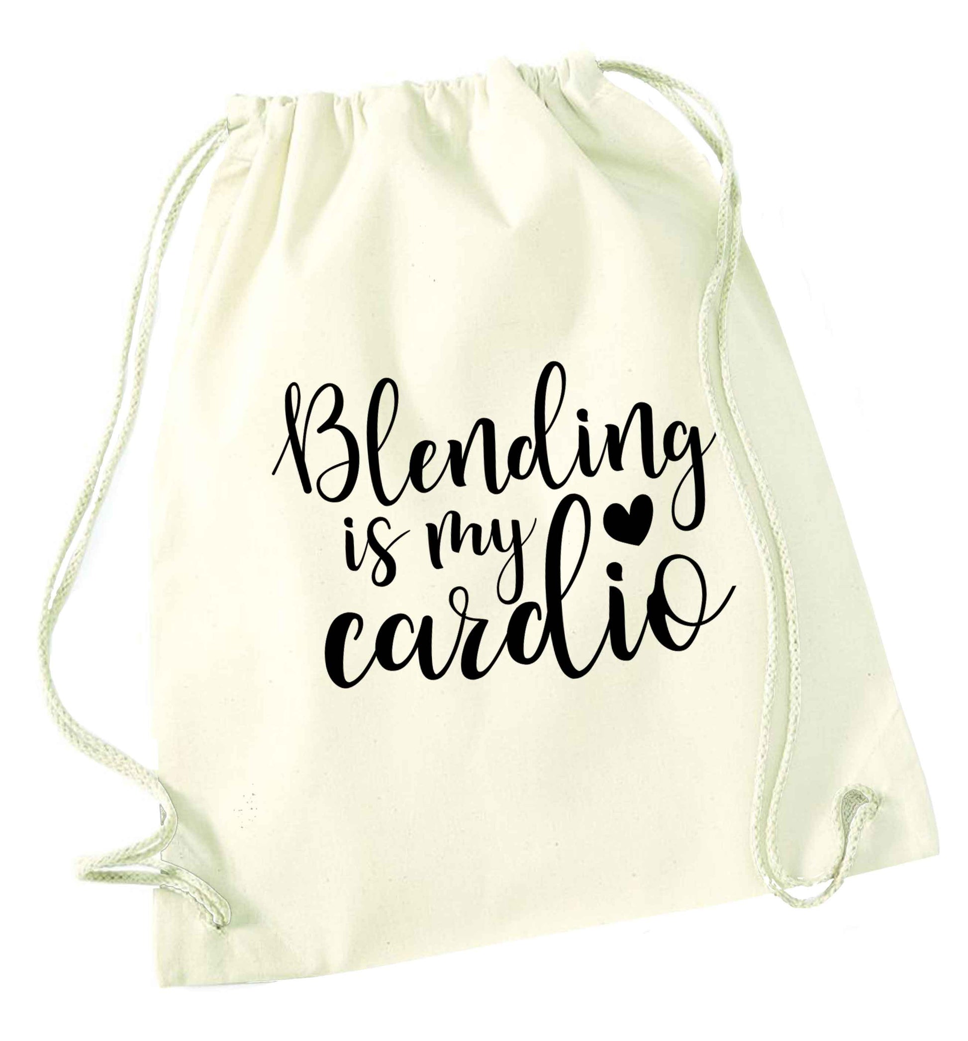 Blending is my cardio natural drawstring bag