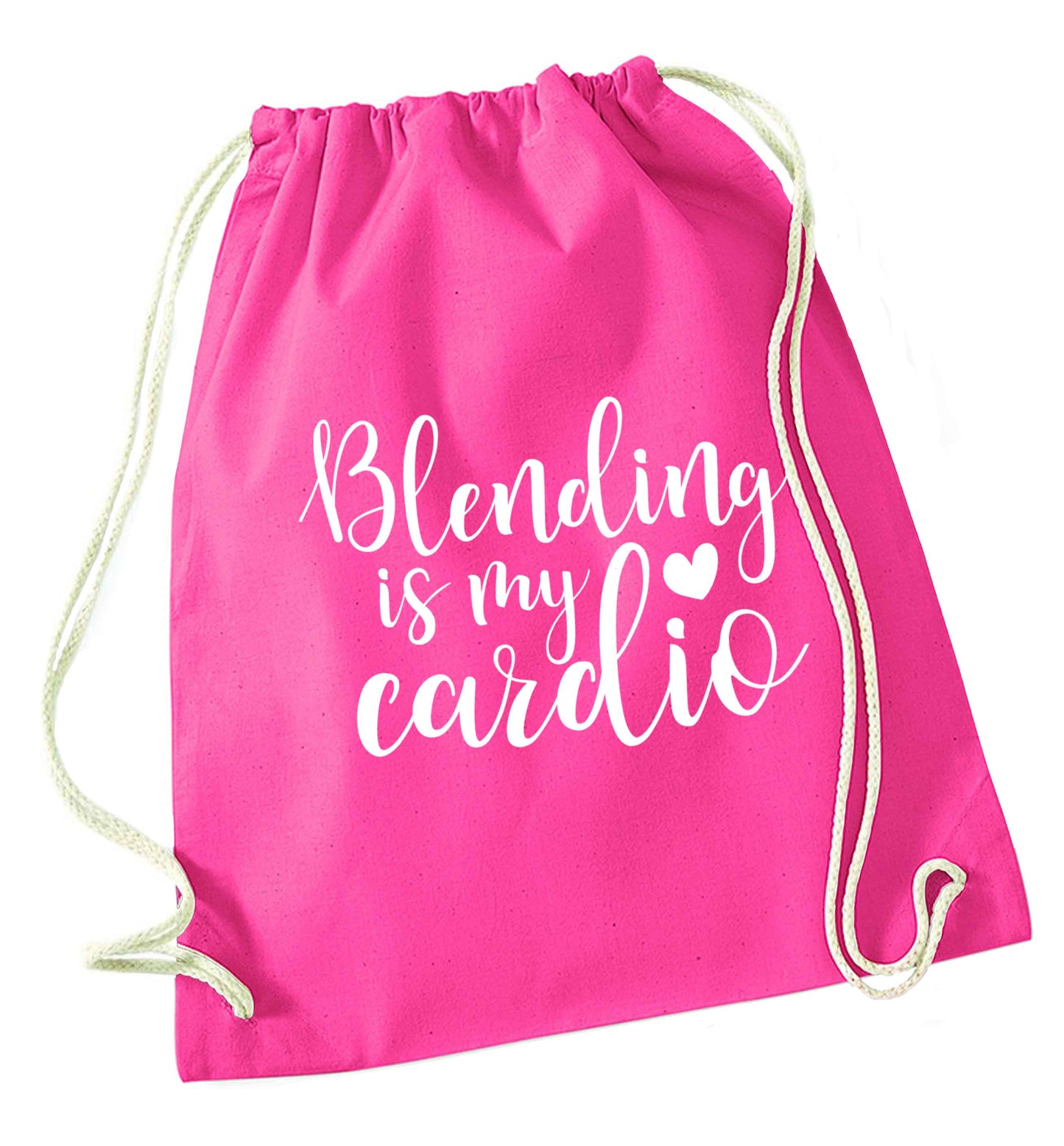 Blending is my cardio pink drawstring bag