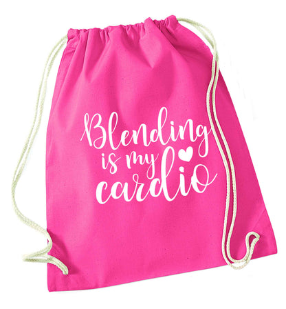 Blending is my cardio pink drawstring bag