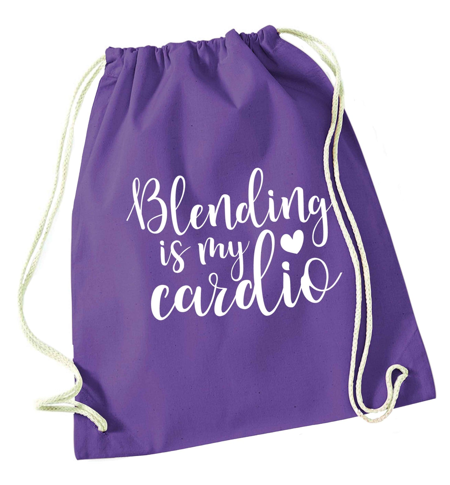 Blending is my cardio purple drawstring bag