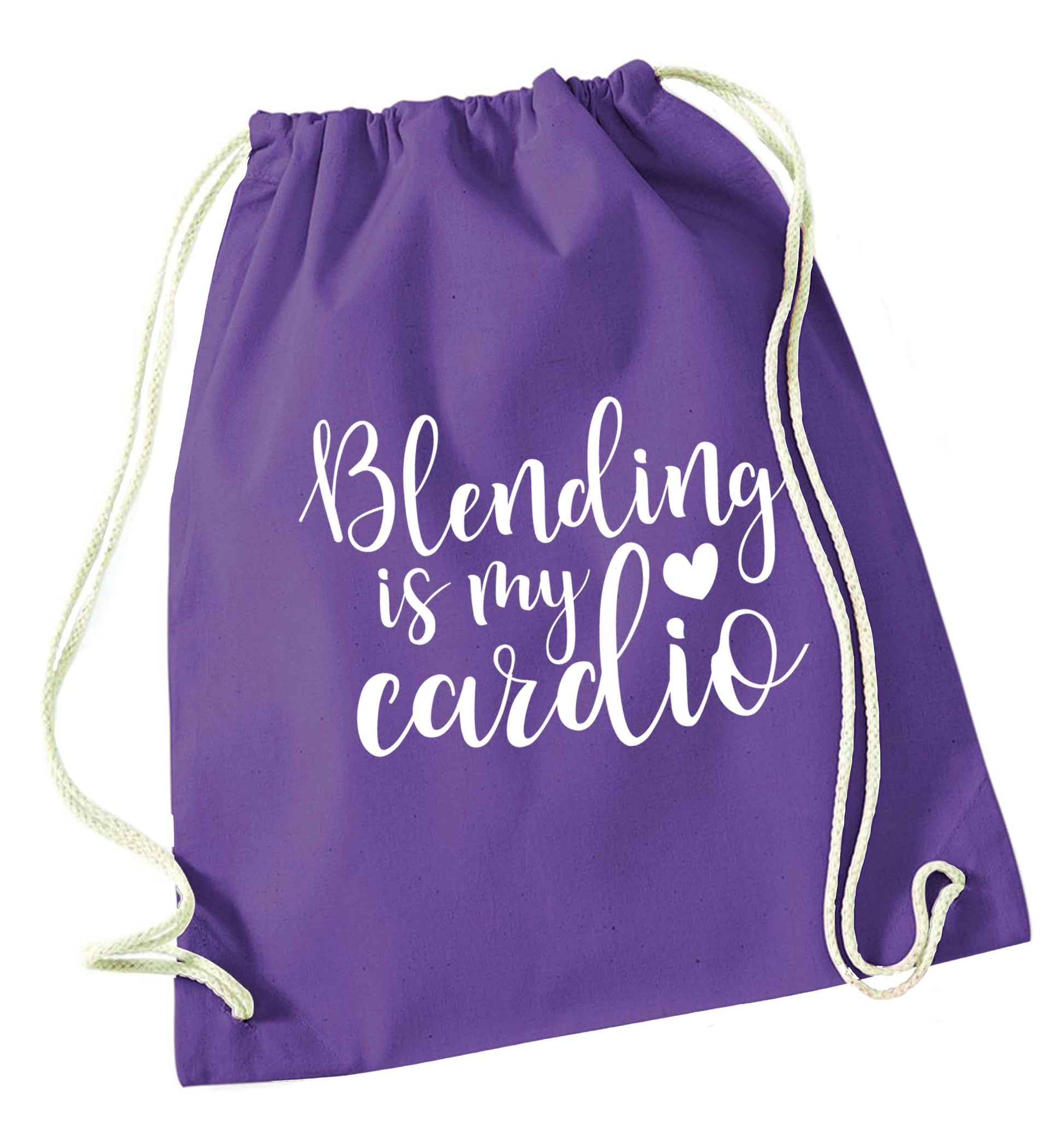 Blending is my cardio purple drawstring bag
