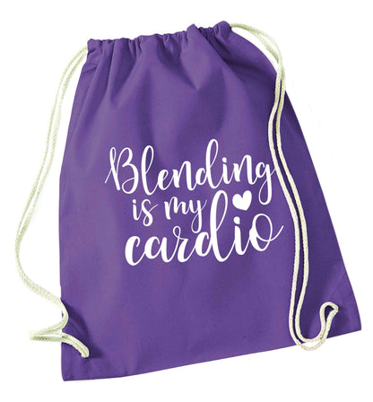 Blending is my cardio purple drawstring bag