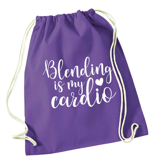 Blending is my cardio purple drawstring bag